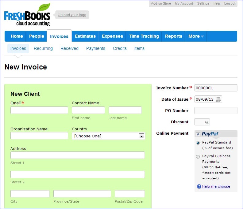 Freshbooks invoicing 